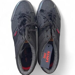 Levi's Men's Black Canvas Sneakers Size 9.5 Casual Lace-Up Shoes New
